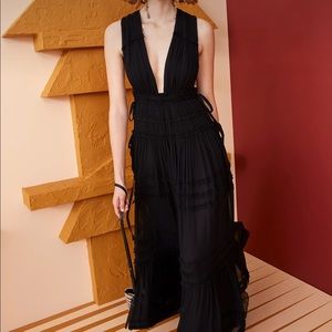ULLA JOHNSON Fiona Black Maxi Gown Dress 00 retail $1075
